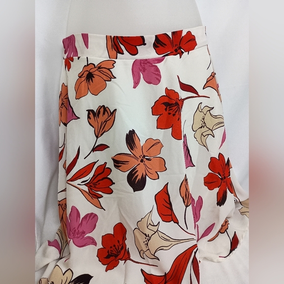PHILOSOPHY Colorful Flowy Floral Summer Print Skirt Preppy Red & Pink(#1,443) - Picture 7 of 8